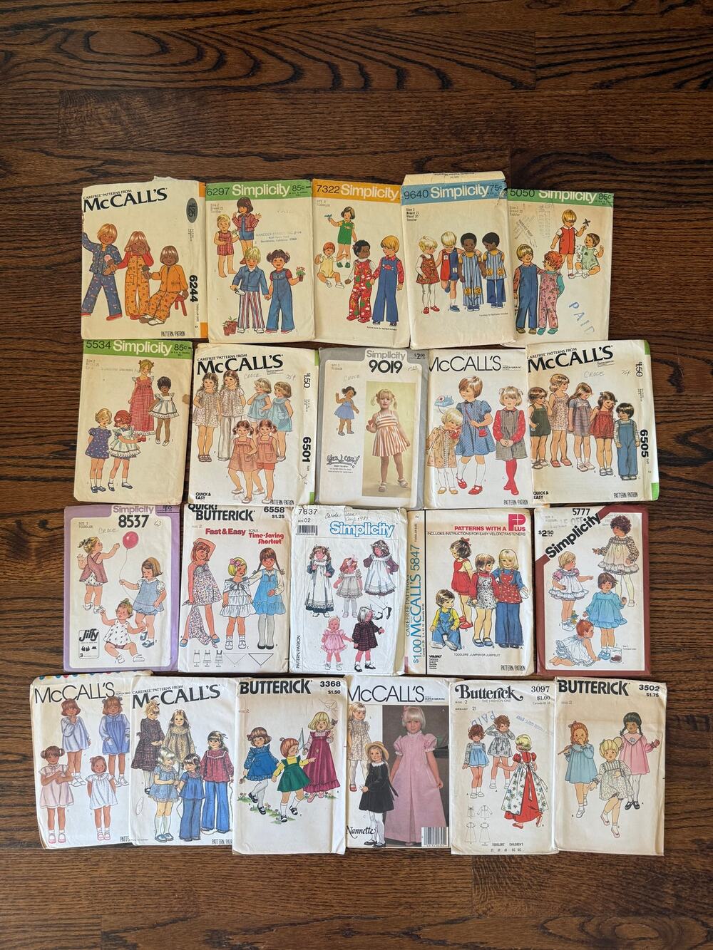 21-Piece Size 2 Girls Toddler Vintage 70s 80s Sewing Patterns Dress Top Pinafore
